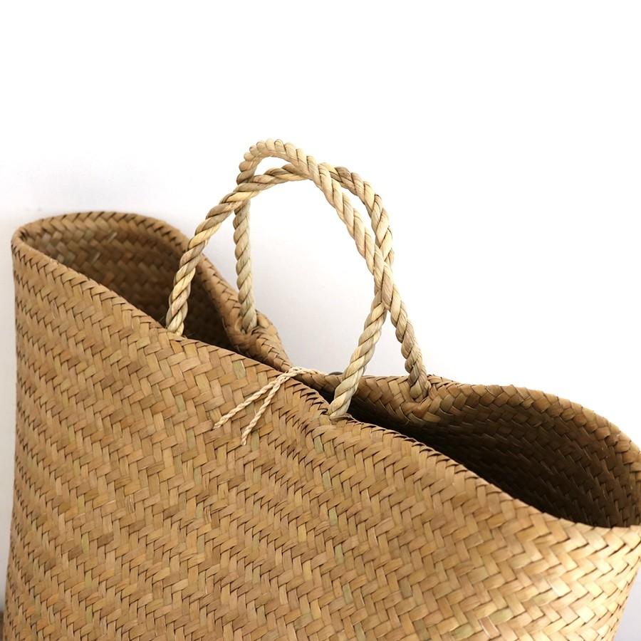 かごバッグ タイ製　ナチュラルカラー　カチュー水草　二重のラウンドバスケット 大　Basket Asian straw basket, Thailand | ブランド登録なし | 02