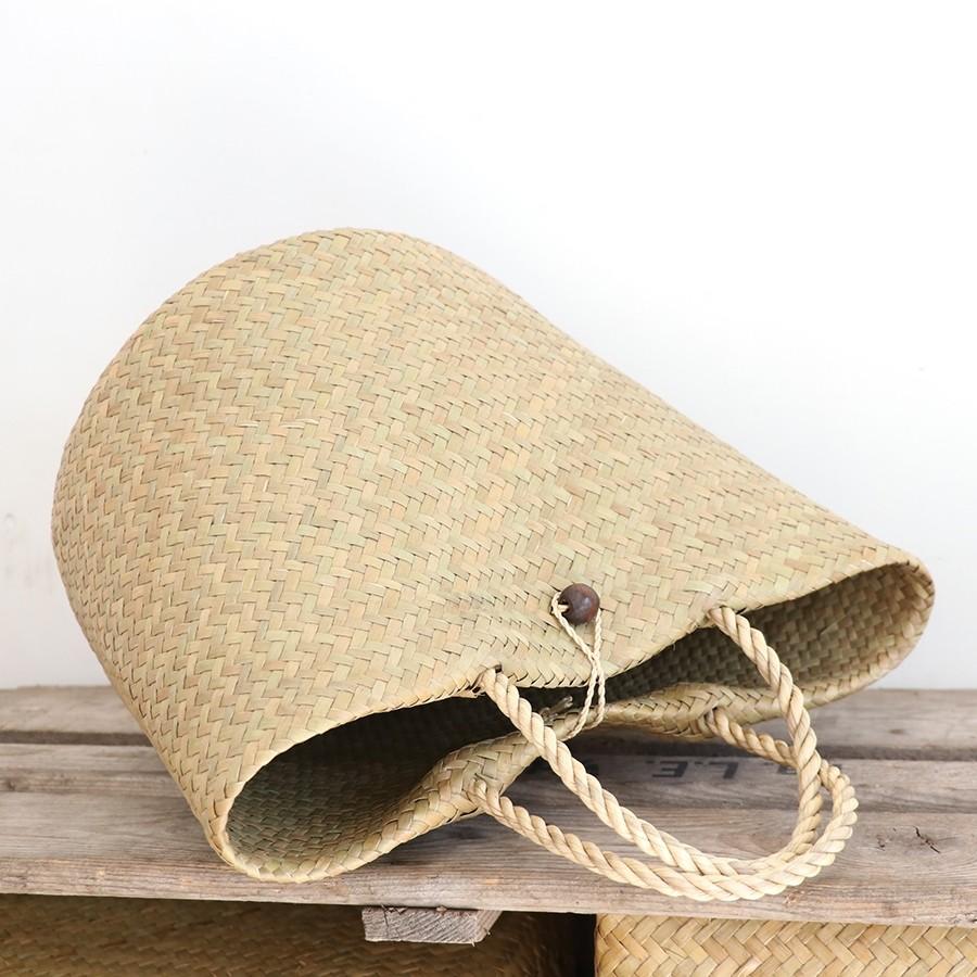 かごバッグ タイ製　ナチュラルカラー　カチュー水草　二重のラウンドバスケット 中　Basket Asian straw basket, Thailand | ブランド登録なし | 03