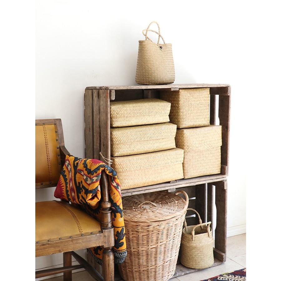 かごバッグ タイ製　ナチュラルカラー　カチュー水草　二重のラウンドバスケット 小　Basket Asian straw basket, Thailand | ブランド登録なし | 01