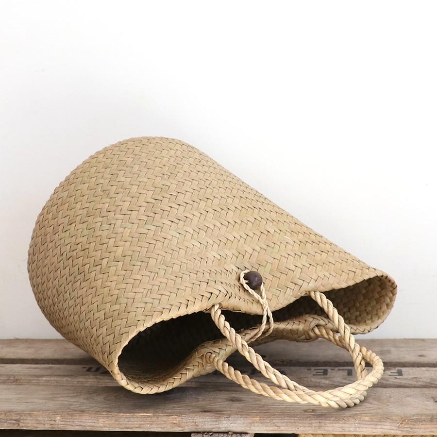 かごバッグ タイ製　ナチュラルカラー　カチュー水草　二重のラウンドバスケット 小　Basket Asian straw basket, Thailand | ブランド登録なし | 02