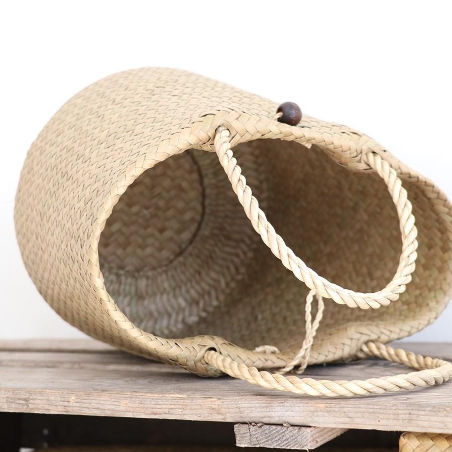 かごバッグ タイ製　ナチュラルカラー　カチュー水草　二重のラウンドバスケット 小　Basket Asian straw basket, Thailand | ブランド登録なし | 04