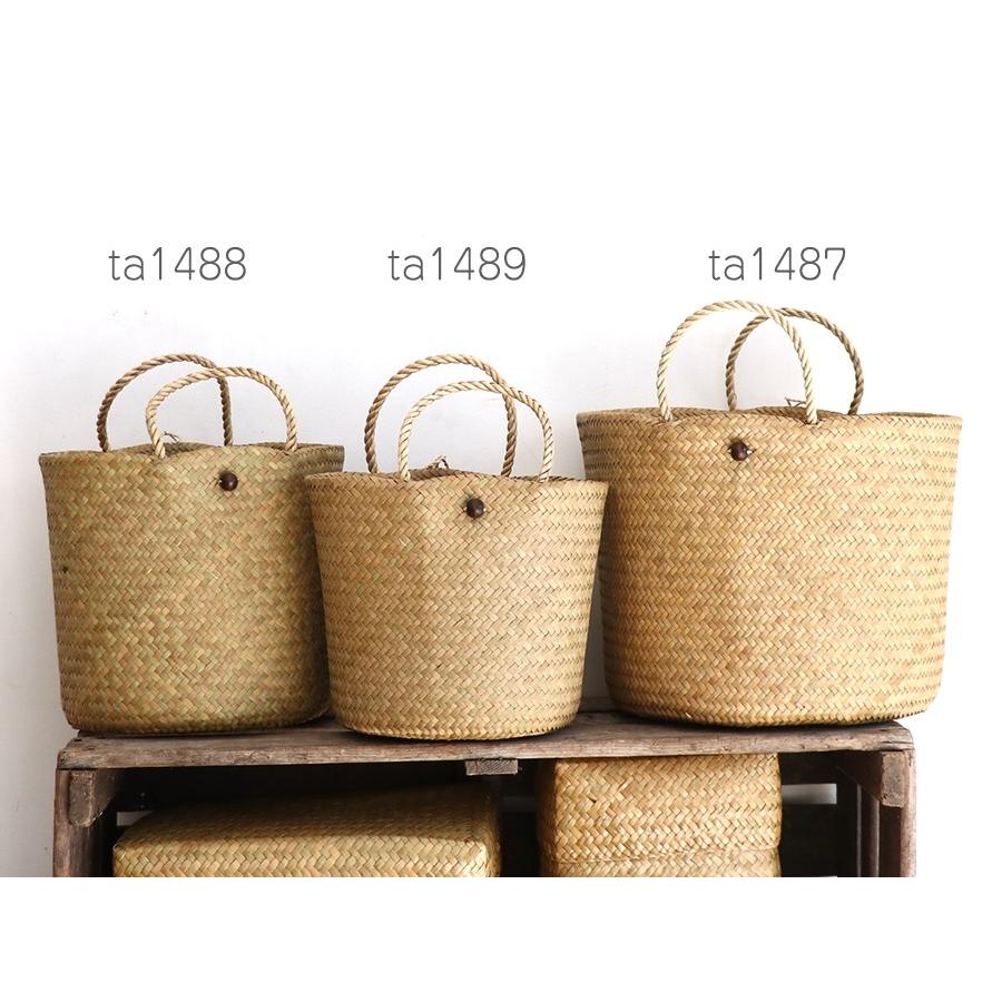 かごバッグ タイ製　ナチュラルカラー　カチュー水草　二重のラウンドバスケット 小　Basket Asian straw basket, Thailand | ブランド登録なし | 05