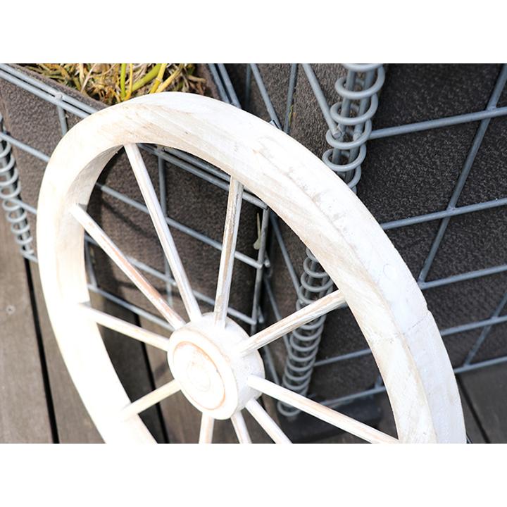 アンティーク風木製ホイール/木製車輪 直径43cm ホワイト ガーデン ...