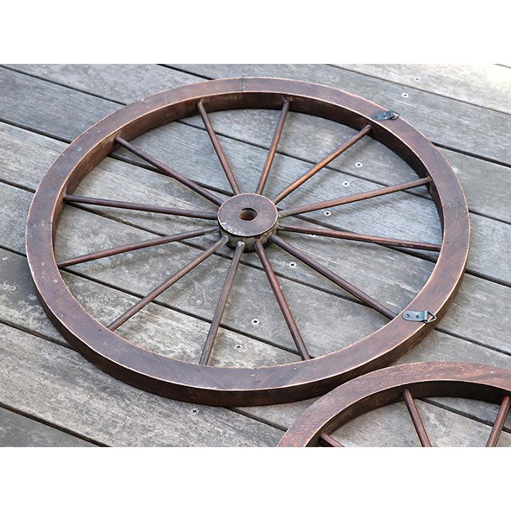 アンティーク風木製ホイール/木製車輪　直径58cm ブラウン　ガーデンウィール　ガーデニング　ウォールデコ | ブランド登録なし | 02