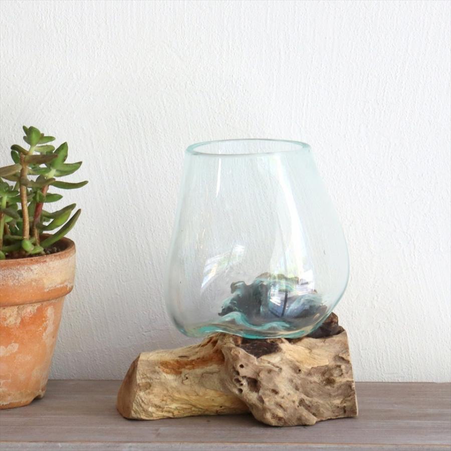 流木 フラワーベース 花瓶 H16×W14×D14cm ガラスベース glass planter/flower vase 【現品お届け】｜ipogabbeh