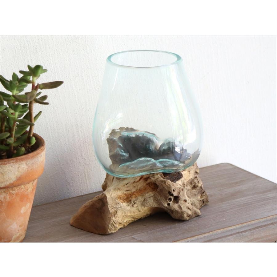 流木 フラワーベース 花瓶 H16×W14×D14cm ガラスベース glass planter
