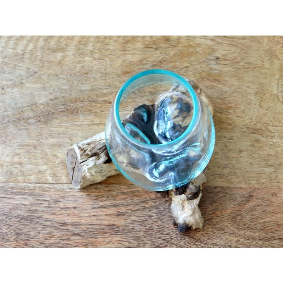 フラワーベース 花瓶（流木 石 吹きガラス） フラワーベース 花瓶（流木 石 吹きガラス）