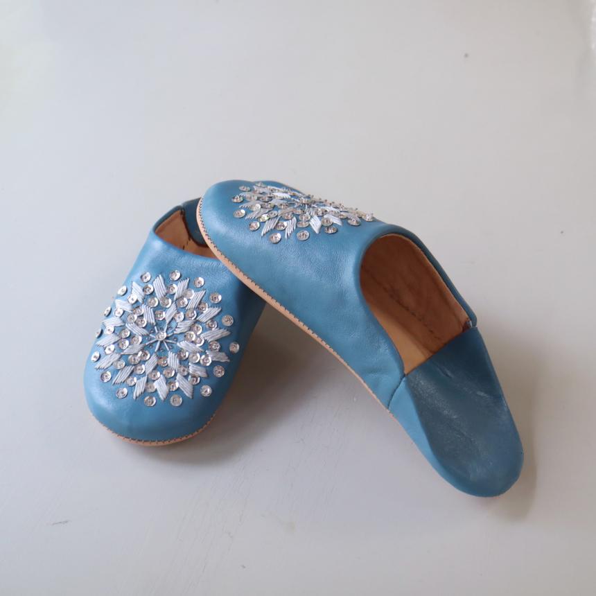 Morocco Babouche バブーシュ　刺 スパンコール/24cm あおぞら＆グレー＆シルバー | ブランド登録なし | 02
