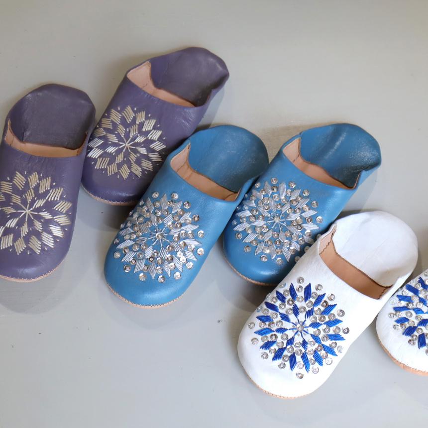 Morocco Babouche バブーシュ　刺 スパンコール/24cm あおぞら＆グレー＆シルバー | ブランド登録なし | 03