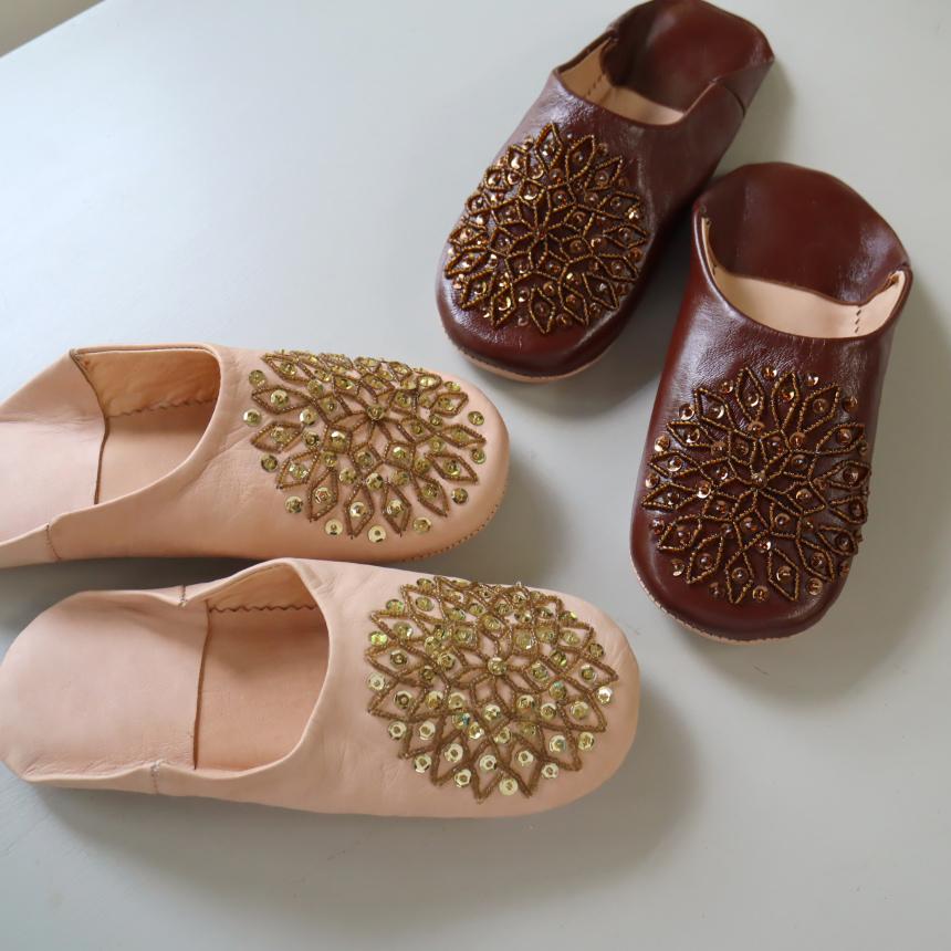 Morocco Babouche バブーシュ スパンコール/ブラウン＆ブラウン/24cm Moroccan Slippers/革のスリッパ/羊革/モロッコ製 | ブランド登録なし | 03