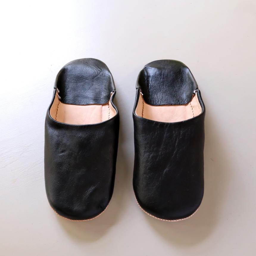 バブーシュ ブラック 28cm（45）シンプル 無地　モロッコ　羊革スリッパ ハンドメイド | ブランド登録なし | 01