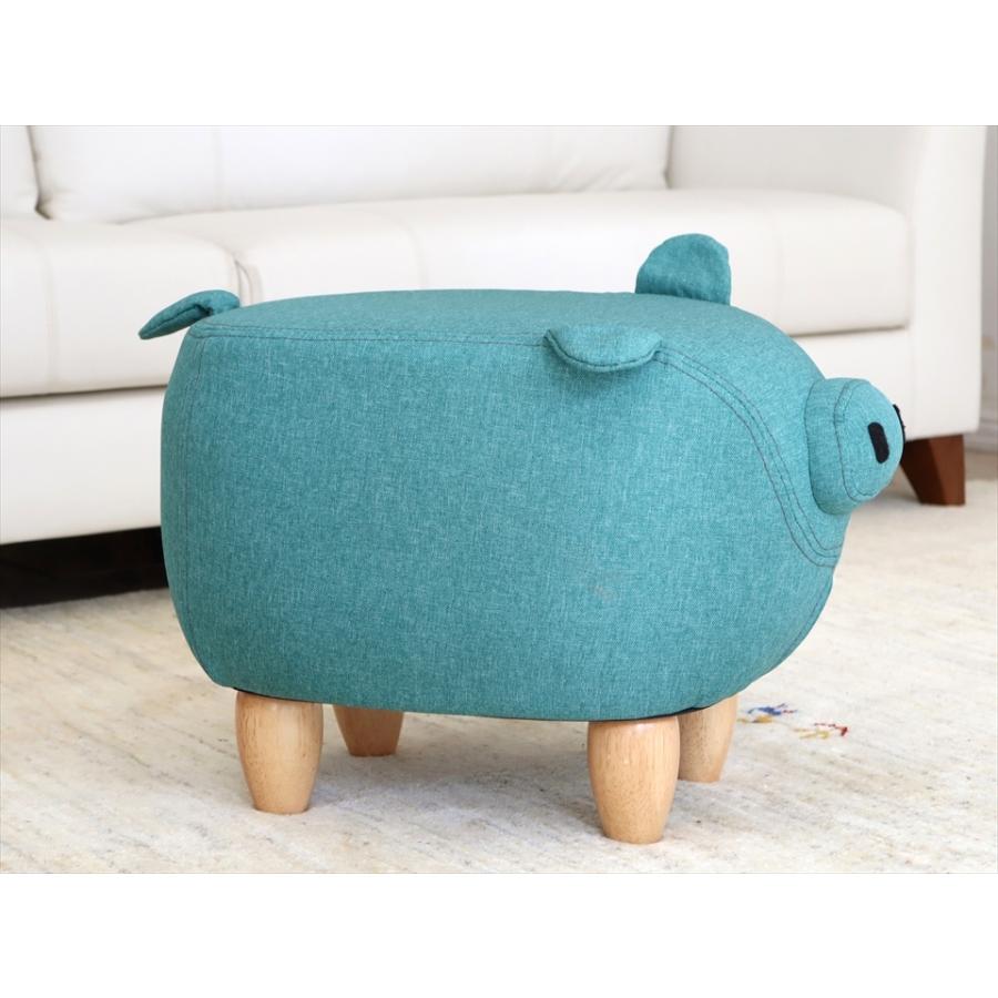 ぶたのモチーフ スツール ブルーグリーン H36xW50xD32cm オットマン | ブランド登録なし | 01