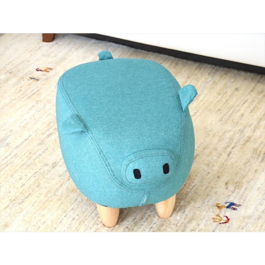 ぶたのモチーフ スツール ブルーグリーン H36xW50xD32cm オットマン | ブランド登録なし | 02