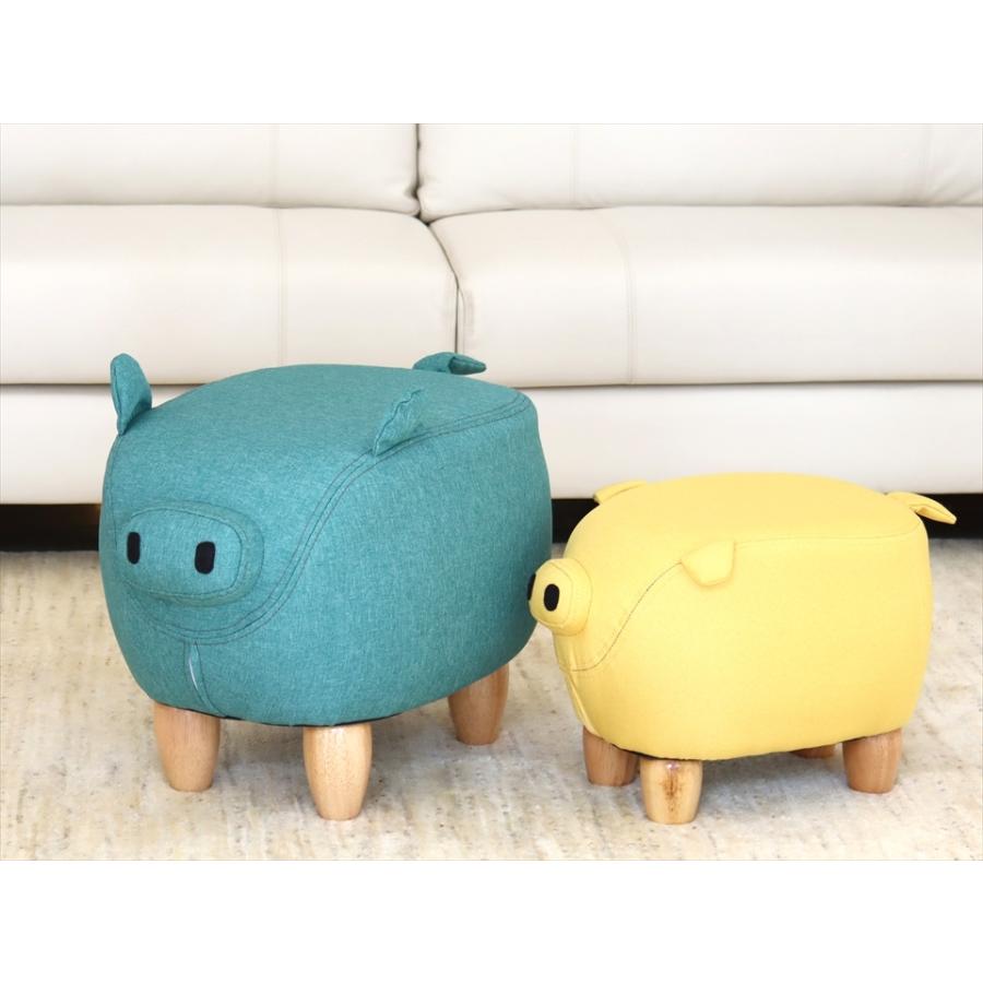 ぶたのモチーフ スツール ブルーグリーン H36xW50xD32cm オットマン | ブランド登録なし | 04