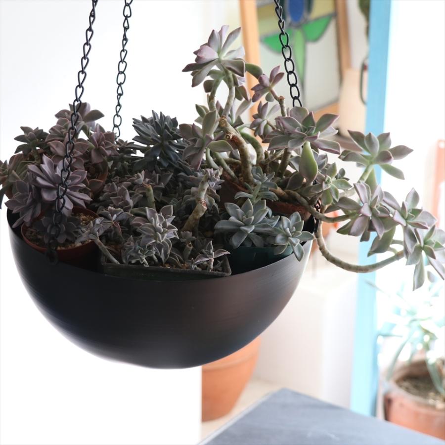 ハンギング　プランター/鉢カバー　アイアン　LLサイズ　直径30cm　ブラック | 