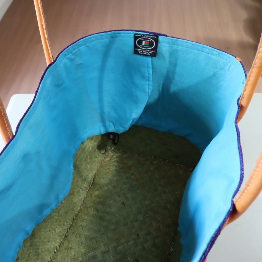 M かごバック フレンチマルシェバック 花 トートバック 大容量 軽い ブルー M かごバック フレンチマルシェバック 花 トートバック 大容量