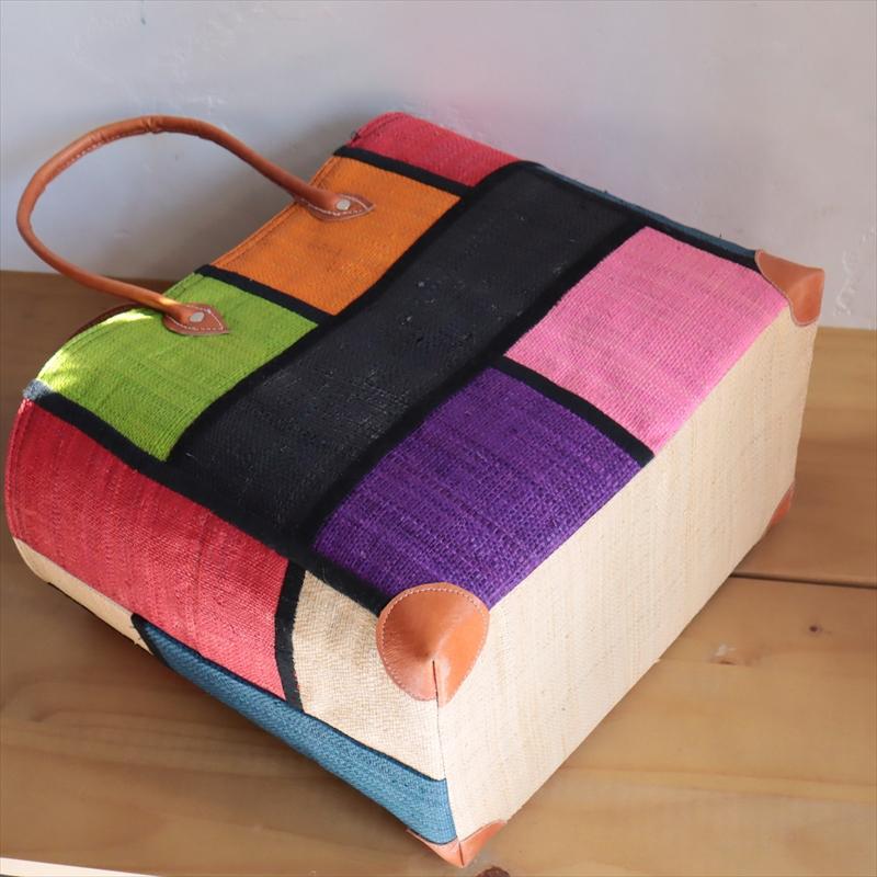 マダガスカル ラフィアのバッグ Lサイズ フレンチ マルシェ バッグ