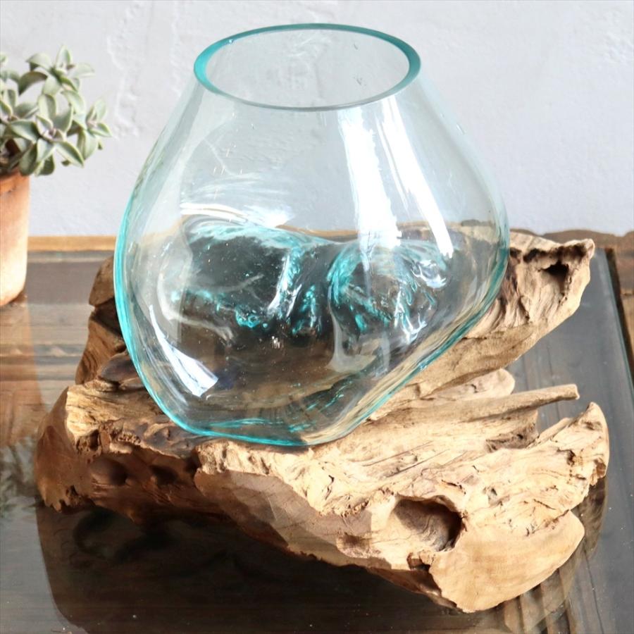 流木 フラワーベース 花瓶 Vase 花瓶 花器 H22xw29xd29cm ガラスベース Glass フラワーベース Planter Flower Vase