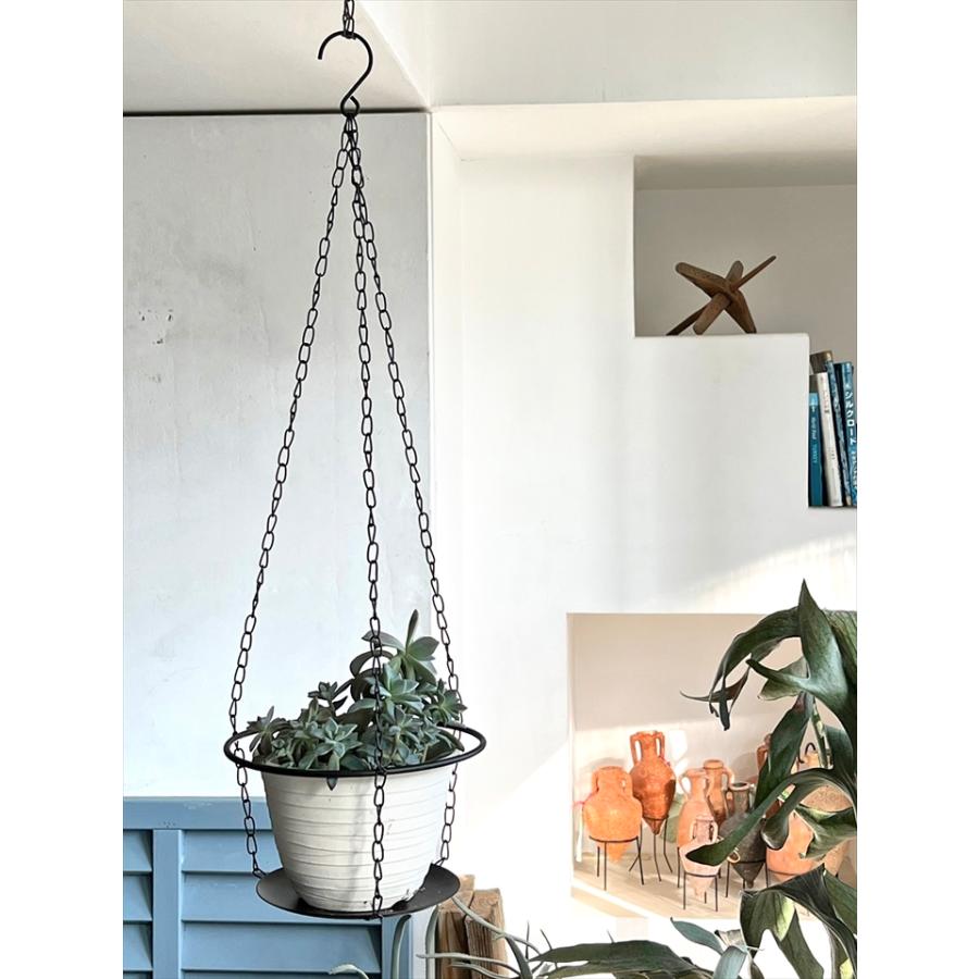 ハンギング アイアンプレート 直径19cm 全高65.5cm ブラック |  | 01