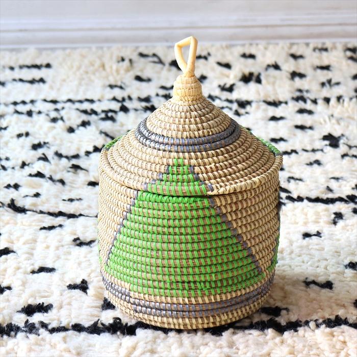 セネガルバスケット アフリカン フタ付き 取手付き バスケット