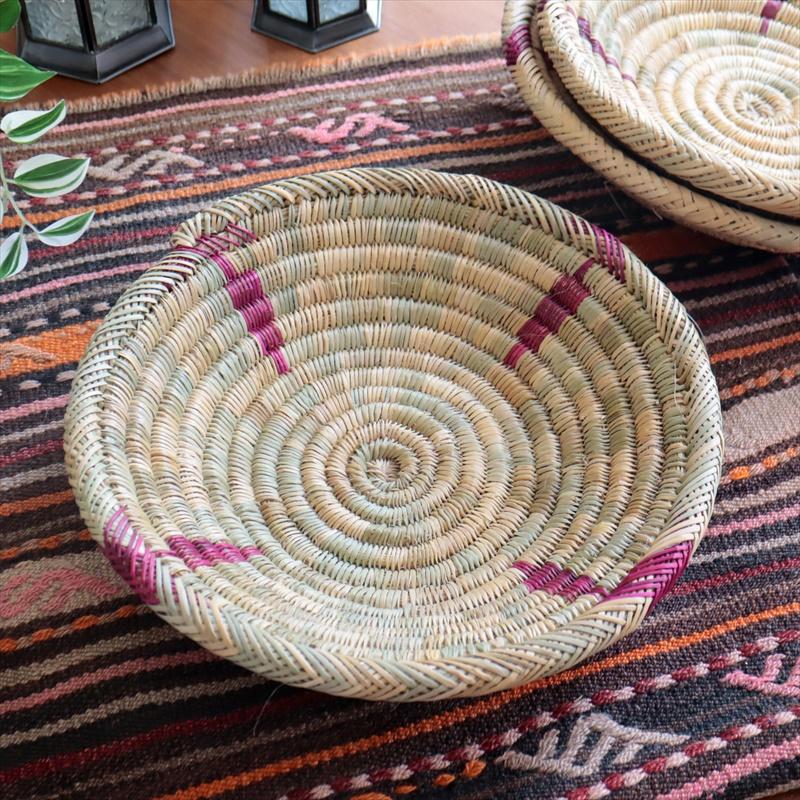 モロッコ バスケット 深皿型　33cmキッチンバスケットトレイピンク | ブランド登録なし | 01