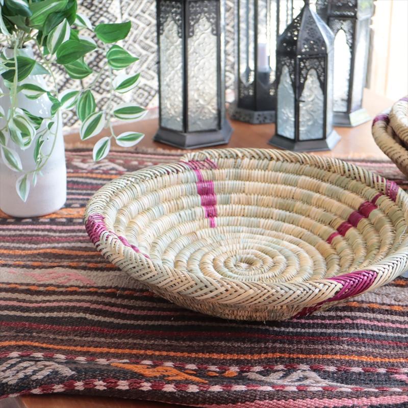 モロッコ バスケット 深皿型　33cmキッチンバスケットトレイピンク | ブランド登録なし | 02