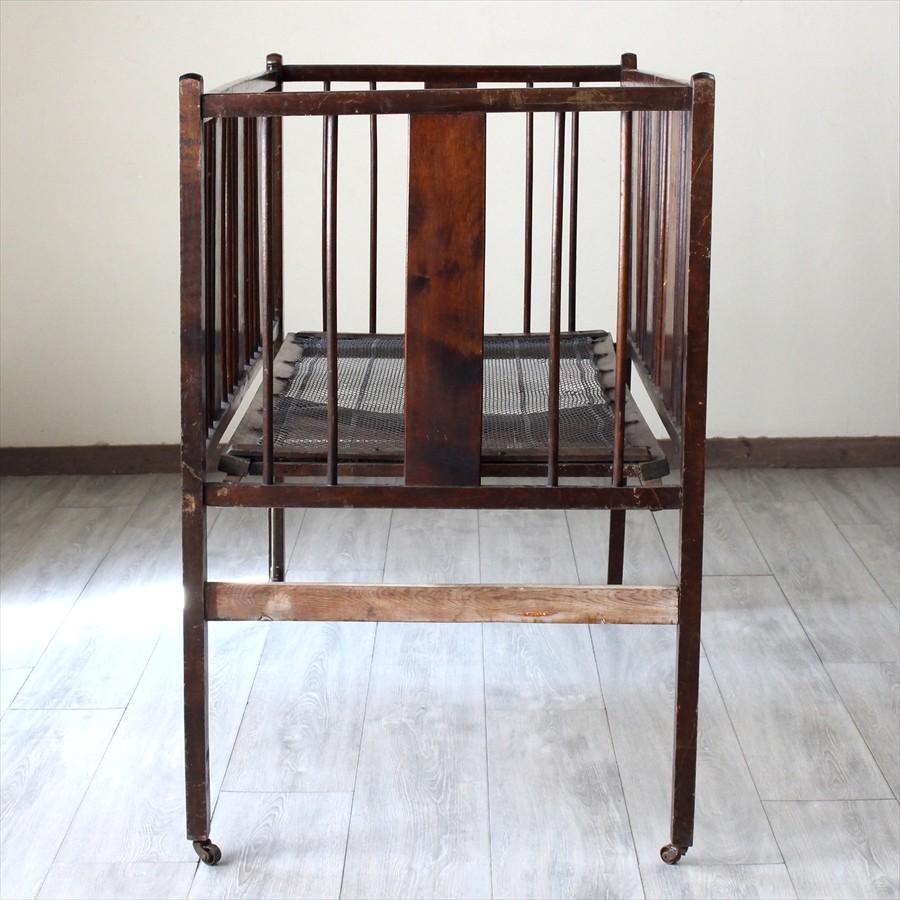 アンティーク 折り畳み式 ベビーベッドW123×H99×D64cm