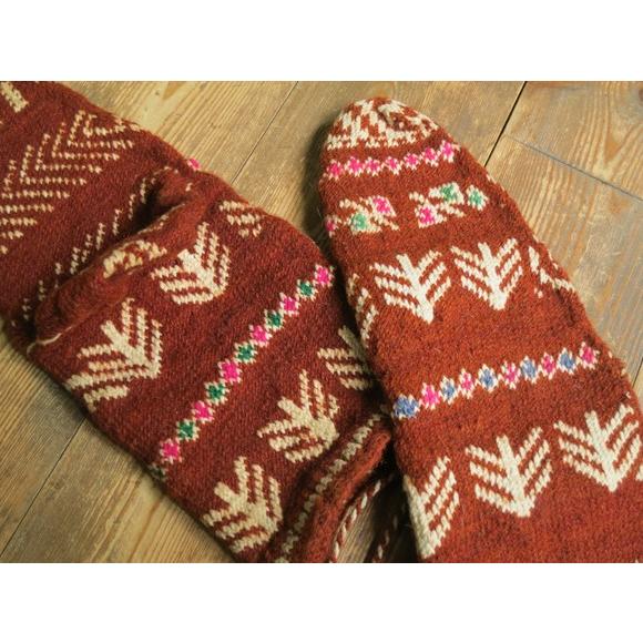 人気ショップが最安値挑戦 アンティーク トルコ手編みウール靴下ライトブラウン トルコ 伝統柄 24cm 全日本送料無料 Lawargument Com