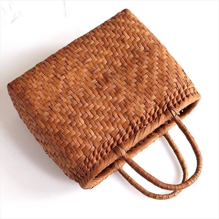 やまぶどう カゴバッグ/桝網代編み 削り仕上げ 中サイズ 幅30cmx本体の