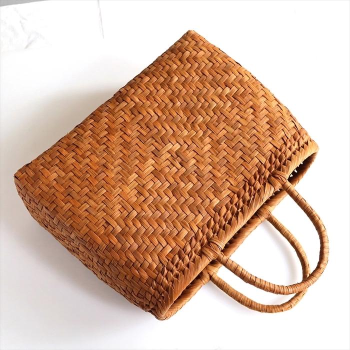 やまぶどう カゴバッグ/枡網代編み 削り仕上げ 大サイズ 幅34cmx本体の高さ26cmxマチ13cm 重さ560g_1