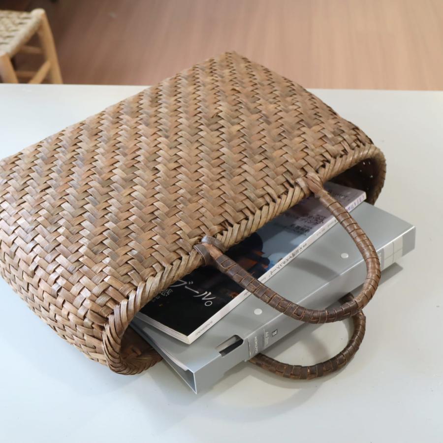 くるみ カゴバッグ 網代編み幅43cmx本体の高さ29cmxマチ12cm 重