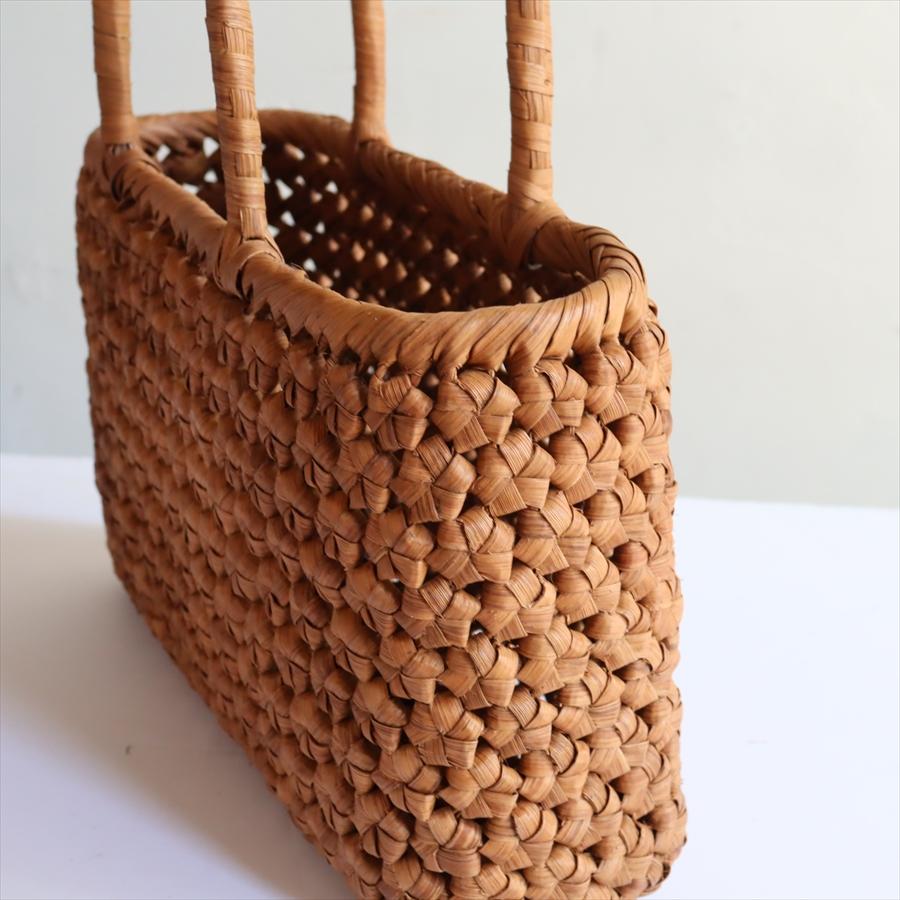 やまぶどう　カゴバッグ　籠 六角細工編み　削り仕上げ 巾29cm 高さ（本体）17.5cm 重さ500g_6