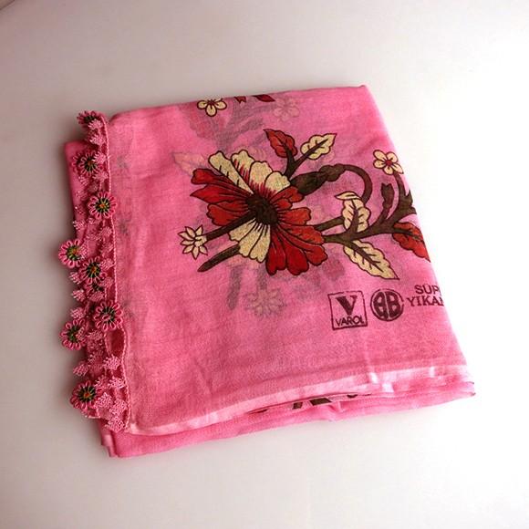 トルコの伝統手芸 イーネ オヤ スカーフピンク : インプレッションオブ