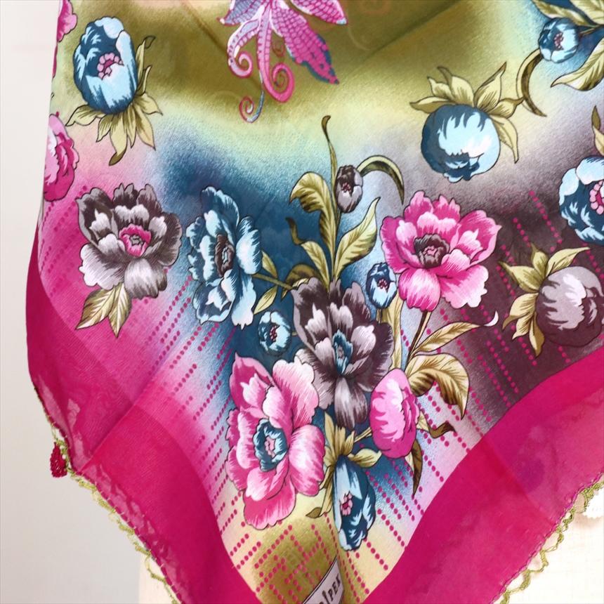 コットンスカーフ スクエア　トルコ伝統のオヤスカーフ花の縁飾り　レース編みのトゥオヤ | ブランド登録なし | 01