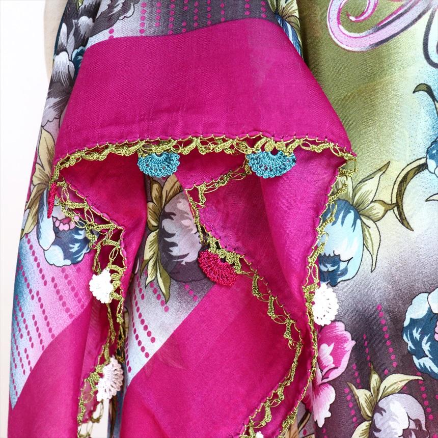 コットンスカーフ スクエア　トルコ伝統のオヤスカーフ花の縁飾り　レース編みのトゥオヤ | ブランド登録なし | 02