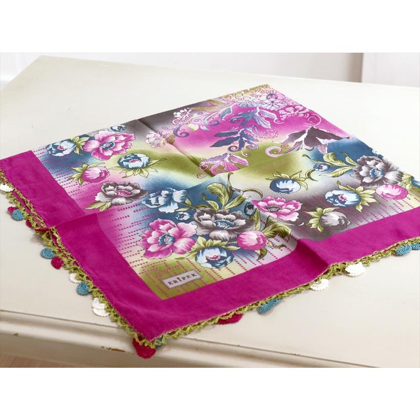 コットンスカーフ スクエア　トルコ伝統のオヤスカーフ花の縁飾り　レース編みのトゥオヤ | ブランド登録なし | 03