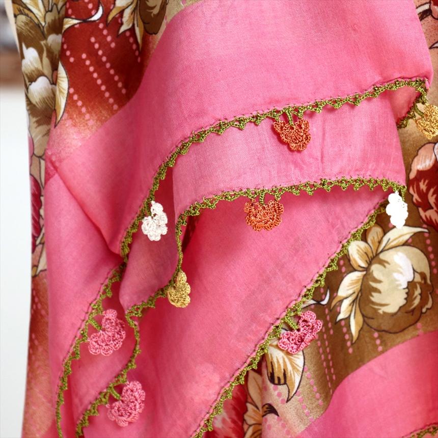 コットンスカーフ スクエア　トルコ伝統のオヤスカーフ花の縁飾り　レース編みのトゥオヤ | ブランド登録なし | 02