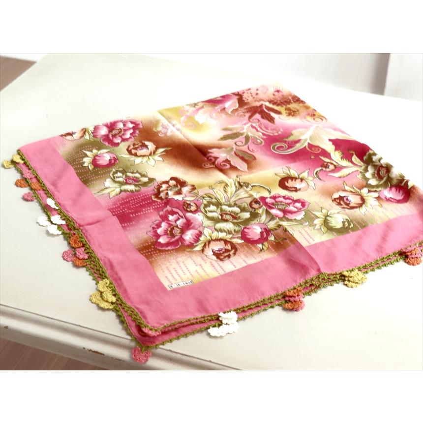 コットンスカーフ スクエア　トルコ伝統のオヤスカーフ花の縁飾り　レース編みのトゥオヤ | ブランド登録なし | 03