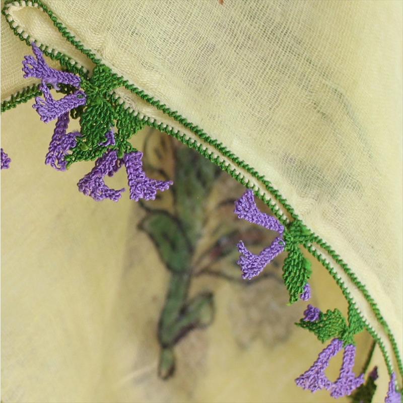 コットンスカーフ スクエア　トルコ伝統のオヤスカーフ花の縁飾り　レース編みのトゥオヤ | ブランド登録なし | 04