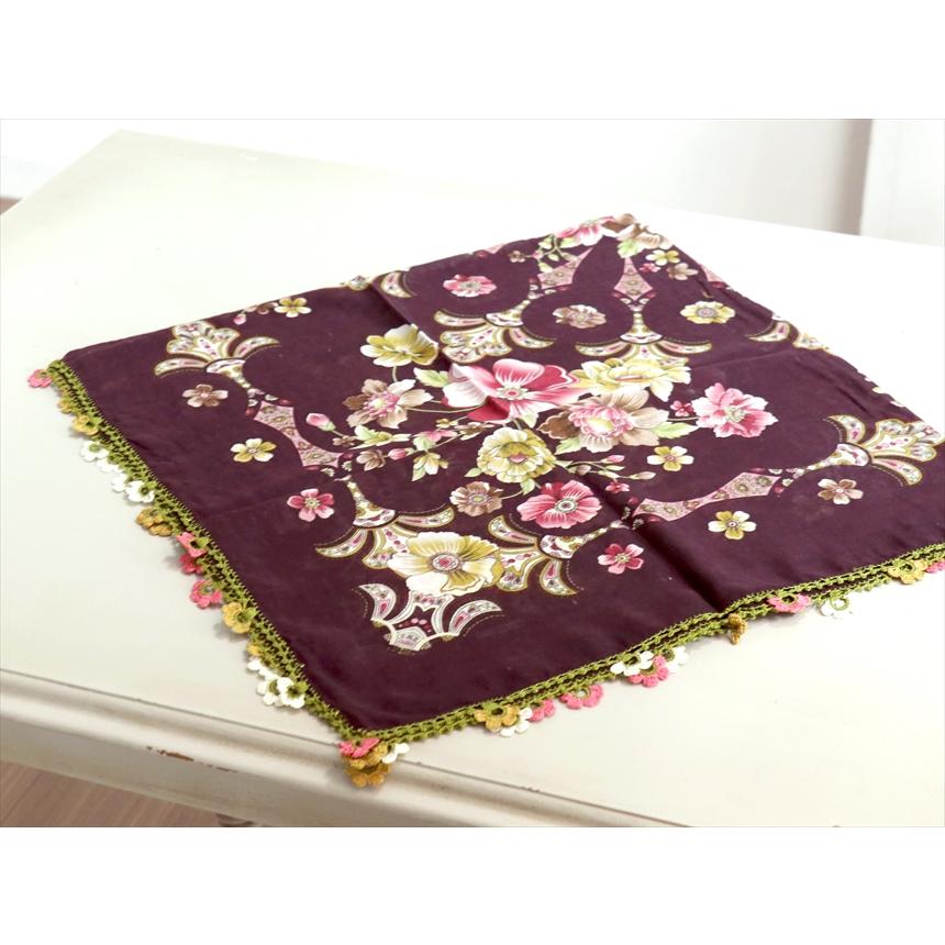 コットンスカーフ スクエア　トルコ伝統のオヤスカーフ花の縁飾り　レース編みのトゥオヤ | ブランド登録なし | 03