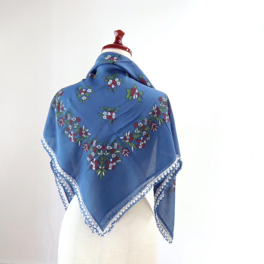 オヤスカーフ ヤズマ　正方形　トルコレース編みトゥオヤ　花のモチーフ　ブルー | ブランド登録なし | 03