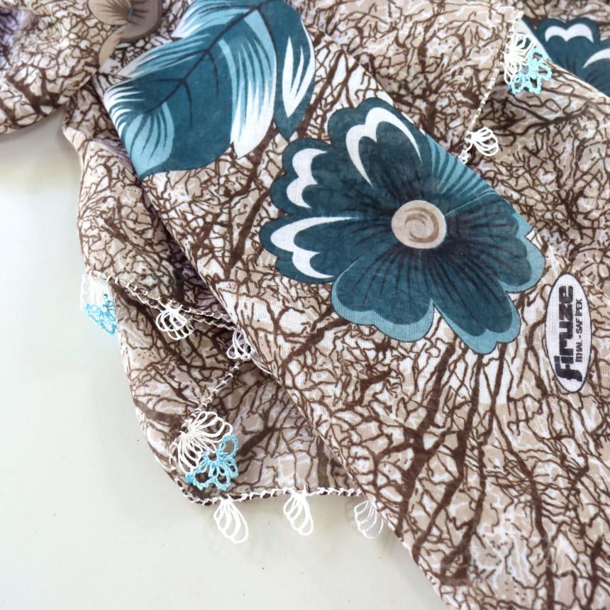 オヤスカーフ ヤズマ　正方形　トルコレース編みイーネオヤ　繊細なモチーフ　グレー/ペトロ―ルグリー | ブランド登録なし | 02