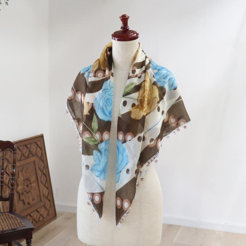 オヤスカーフ ヤズマ　正方形　トルコレース編みイーネオヤ　繊細なモチーフ　ブラウン | ブランド登録なし | 03