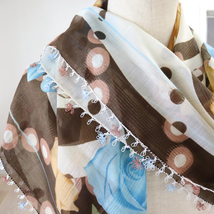 オヤスカーフ ヤズマ　正方形　トルコレース編みイーネオヤ　繊細なモチーフ　ブラウン | ブランド登録なし | 04