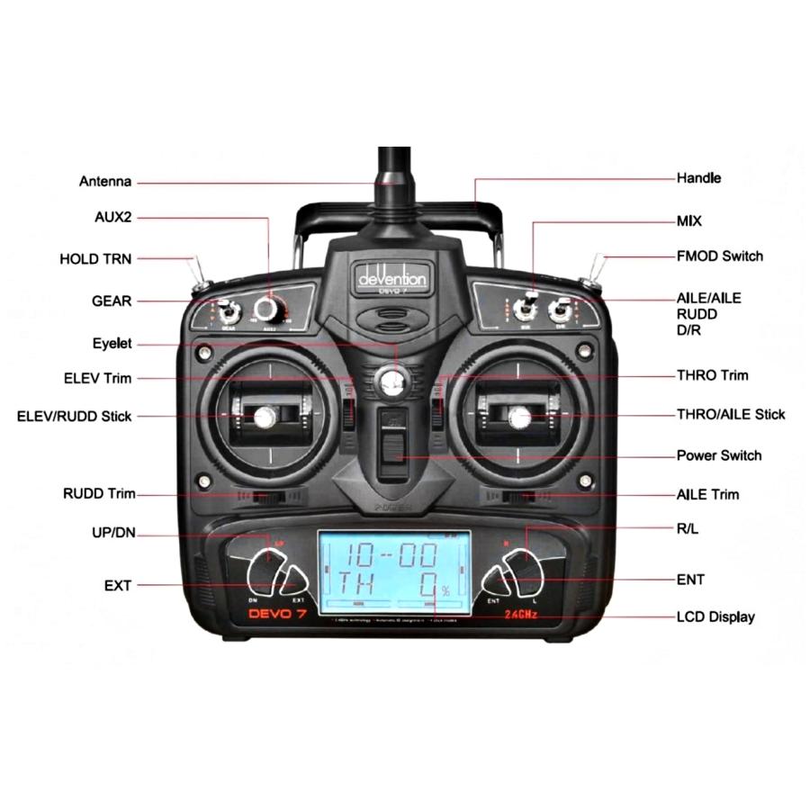 〈新品外箱無〉Walkera DEVO7 (モード1・モード2) プロポ単体 日本語説明書付 ラジコンプロポ ワルケラ | ワルケラ | 01