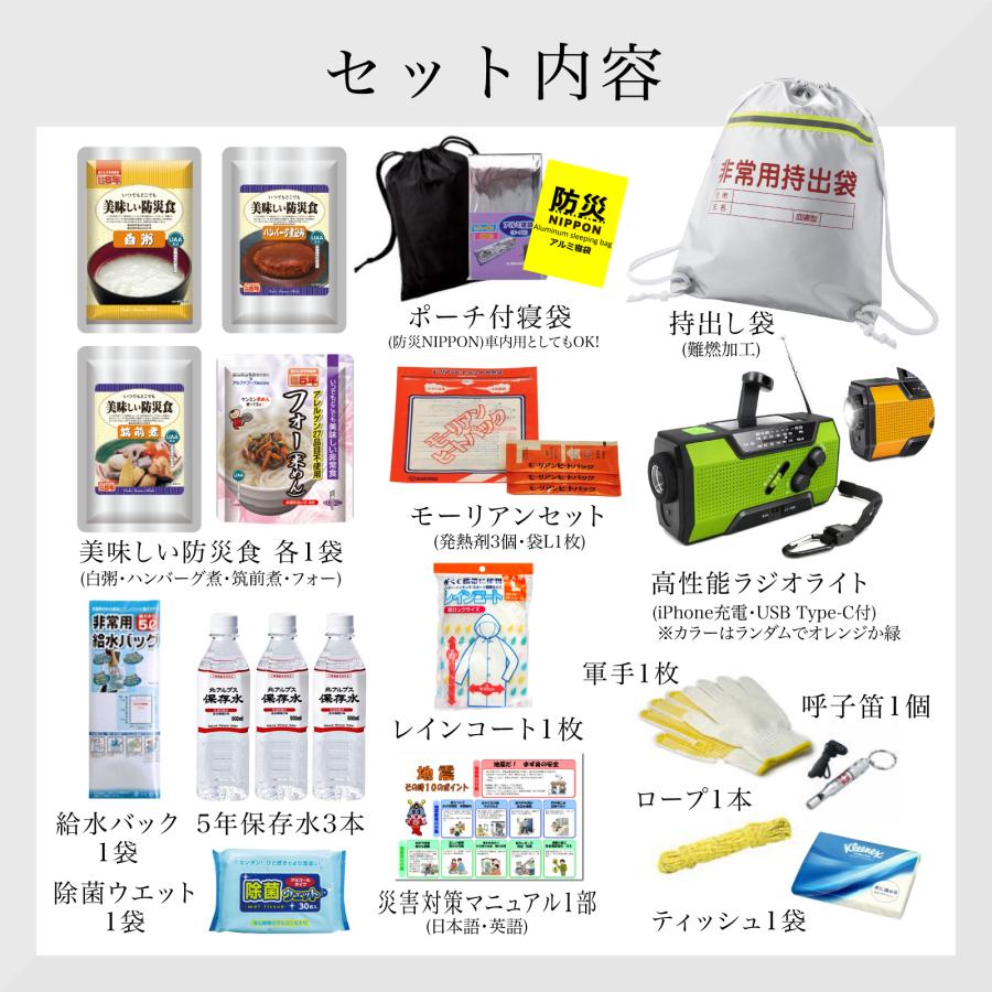 非常用持出し袋（難燃加工）セット 防災セット 1人用・防災グッツ 非常