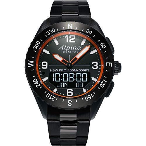 珍しい  スポ-ツウォッチ スイスクォ-ツ ファイバ-ガラス AlpinerX メンズ Alpina ステンレススチ-ル/チタンストラップ付き 22 ブラック 腕時計用ベルト、バンド