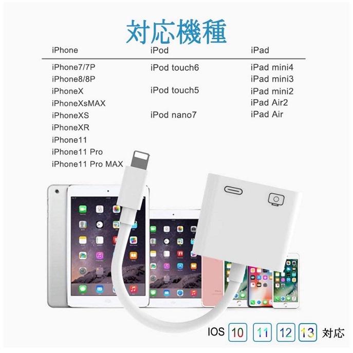 Lightning USB 3カメラアダプタ ライトニング 変換 アダプターケーブル Lightning USB iPhone8 8Plus iphoneX iPhone6 7Plus