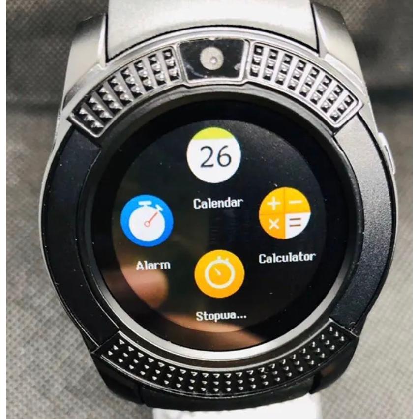 V8 スマートウォッチ カメラ アラーム 電卓 電話 スマホ紛失防止 簡単 