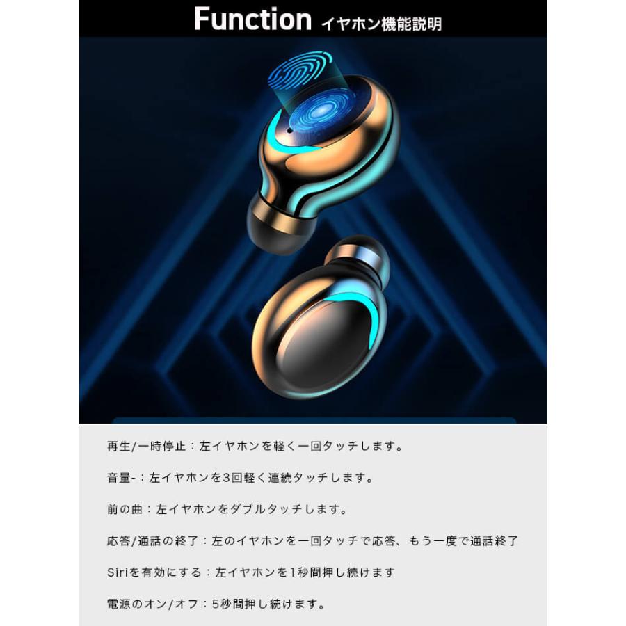 ワイヤレスイヤホン bluetooth　5.1 Hi-Fi高音質　F9　黒　充電　音楽　動画　YouTube｜ippachi｜02